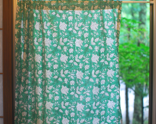 インド木版染☆カフェカーテン☆アジアン☆ジャイプール☆インド綿