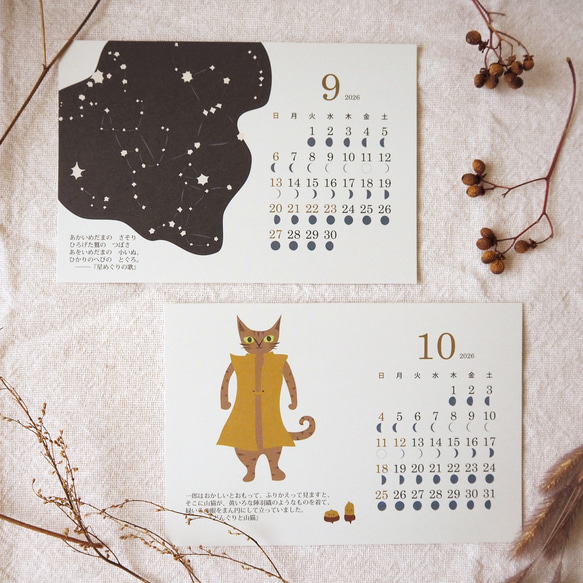 2026＊月の満ち欠けカレンダー☆宮沢賢治の物語（はがきサイズ） 6枚目の画像