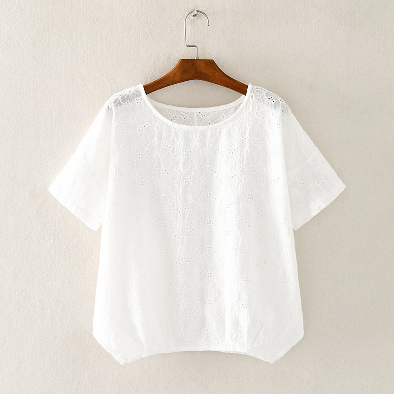 レディース半袖綿麻無地インナートップス