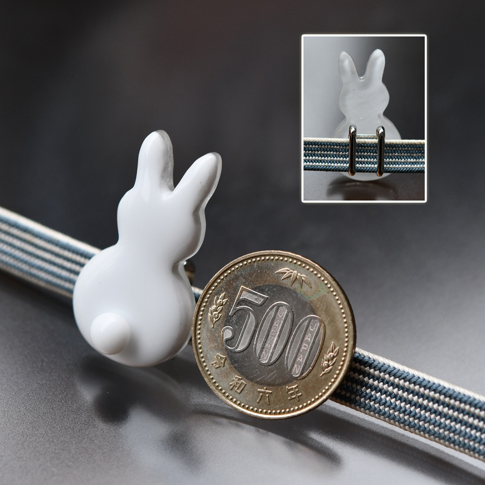 お月見　帯留め　根付け　ウサギと月