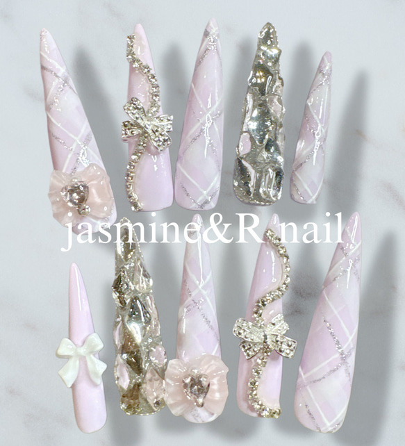 スーパーロングネイル 量産型 ガーリー 姫ギャル ゴテゴテネイル