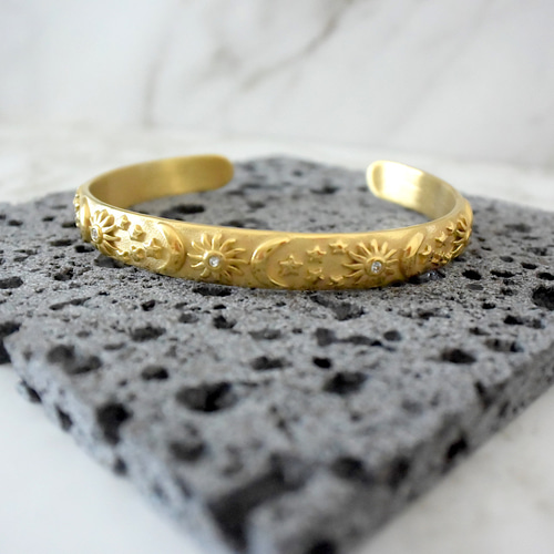 月と星と太陽のバングル ステンレス ゴールド バングル・リストバンド