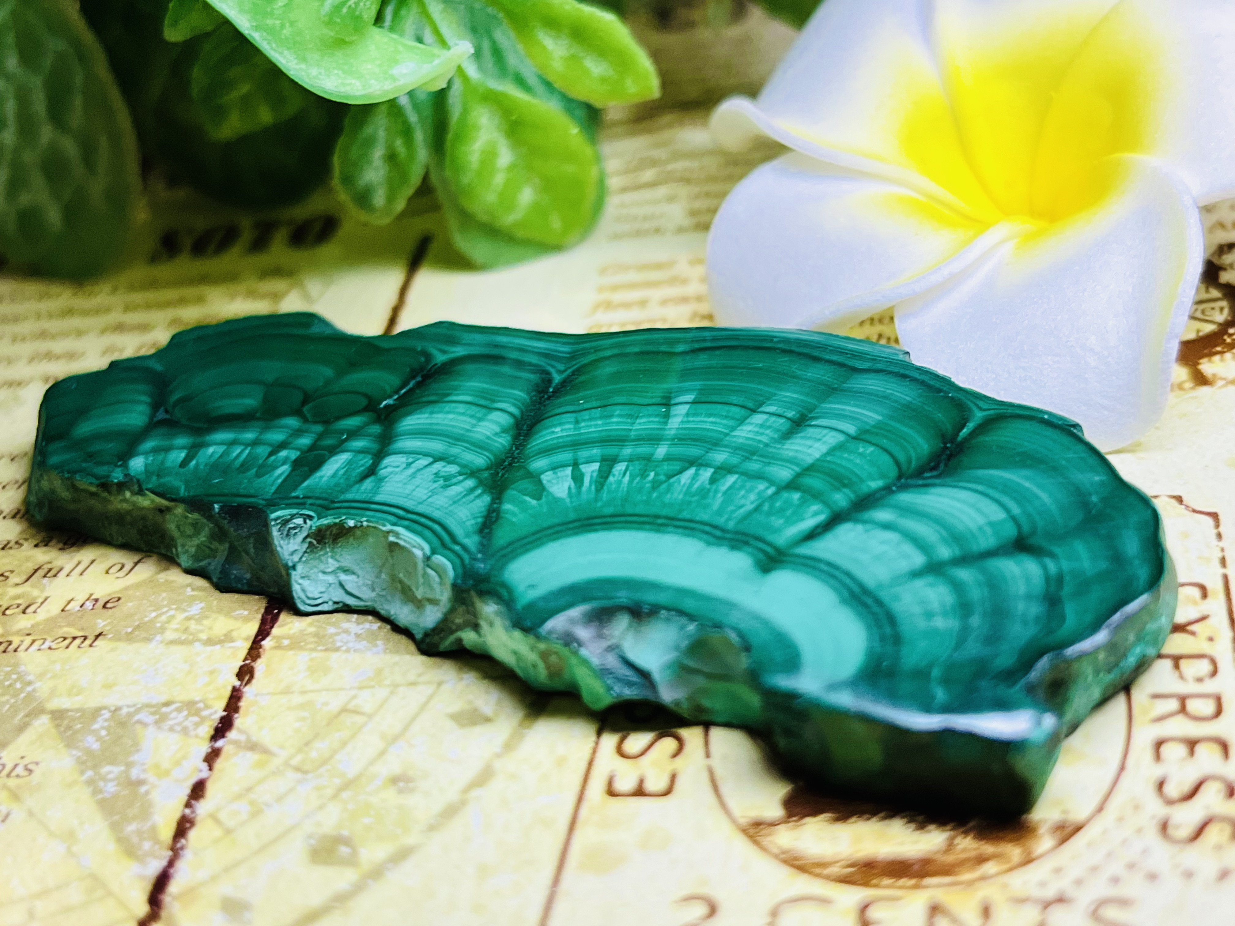 マラカイト　孔雀石　プレート　原石　ポリッシュ　磨き