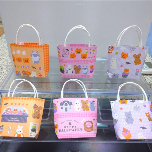 ハロウィン柄【持ち手付き】24枚☆ミニ紙袋☆ラッピング袋 ギフト