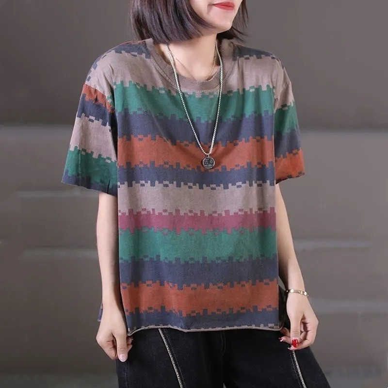 レディース 半袖 ボーダー柄 ゆったりトップス