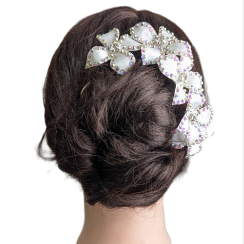 ◇オーダー製作◇社交ダンス髪飾り かんざし5本セット〜ホワイト