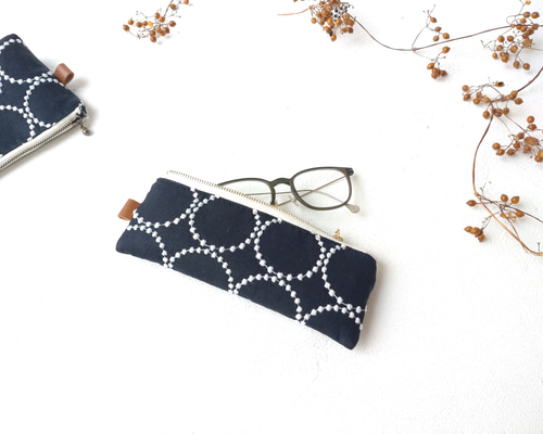 ミナペルホネン タンバリン[navy×lightblue] ペンケース メガネケース