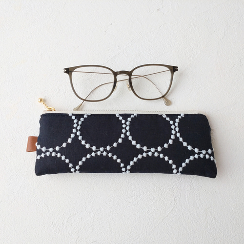 ミナペルホネン タンバリン[navy×lightblue] ペンケース メガネケース