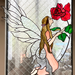 ステンドグラス☆薔薇の妖精のサンキャッチャー ステンドグラスパネル