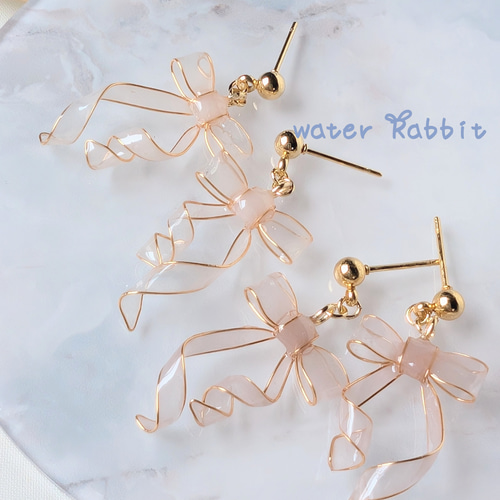 ゴールドリボンと美発色フューシャピンクのステンドグラス調 猫ちゃんのピアス☆ WEB限定】K10 ピンクゴールド ダイヤモンド リボン ピアス