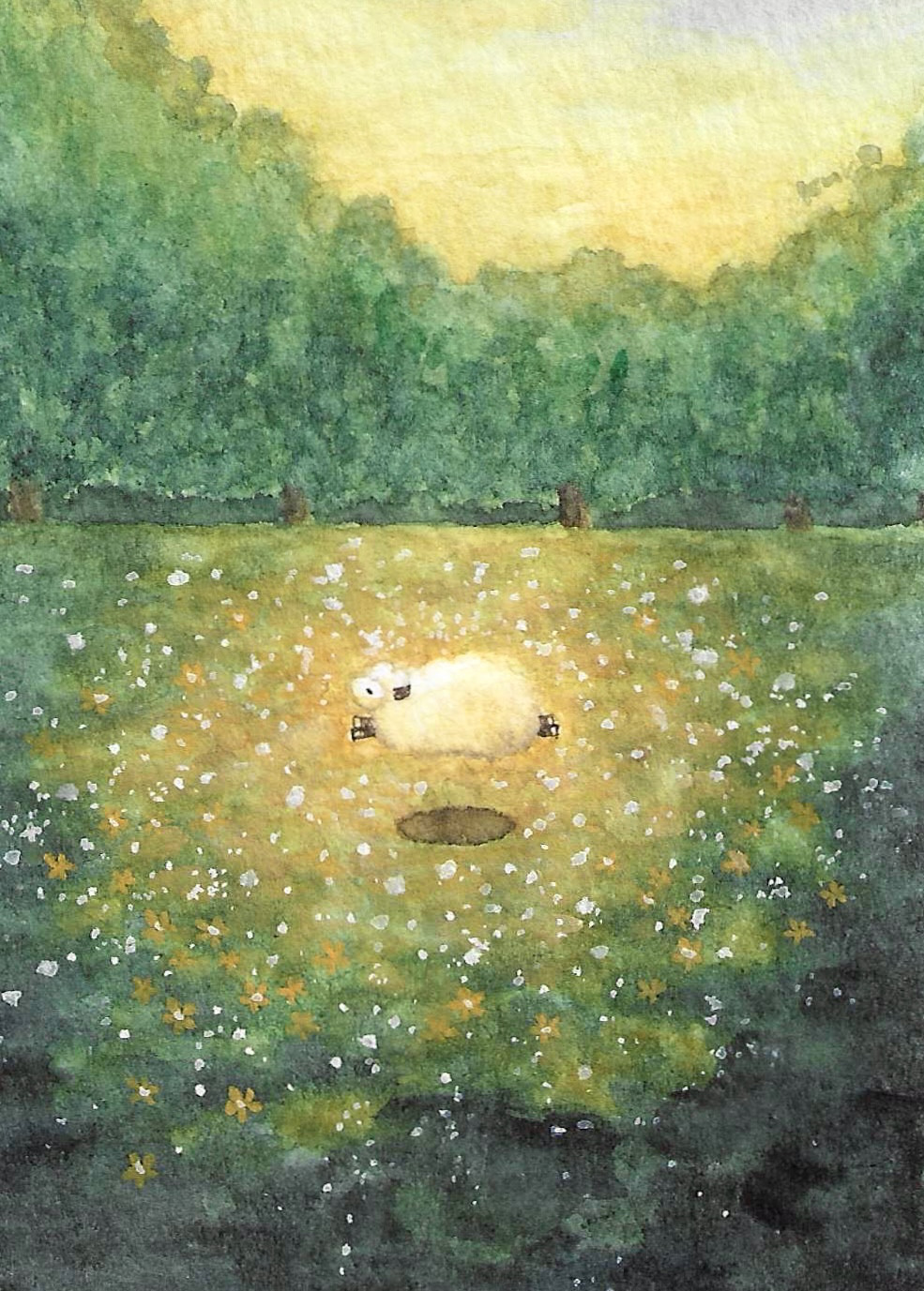 ぼくだけの野原【羊】 絵画 kuro 通販 19688154｜Creema(クリーマ)