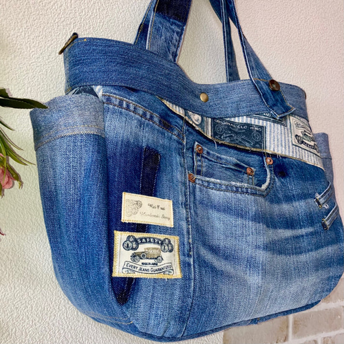 在庫一掃セール！新作！トートバッグ♡USEDデニム♡パッチワーク
