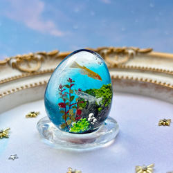 癒しの空と雲・蝶のレジンネックレス｜空の雫・青の涙型｜空レジン