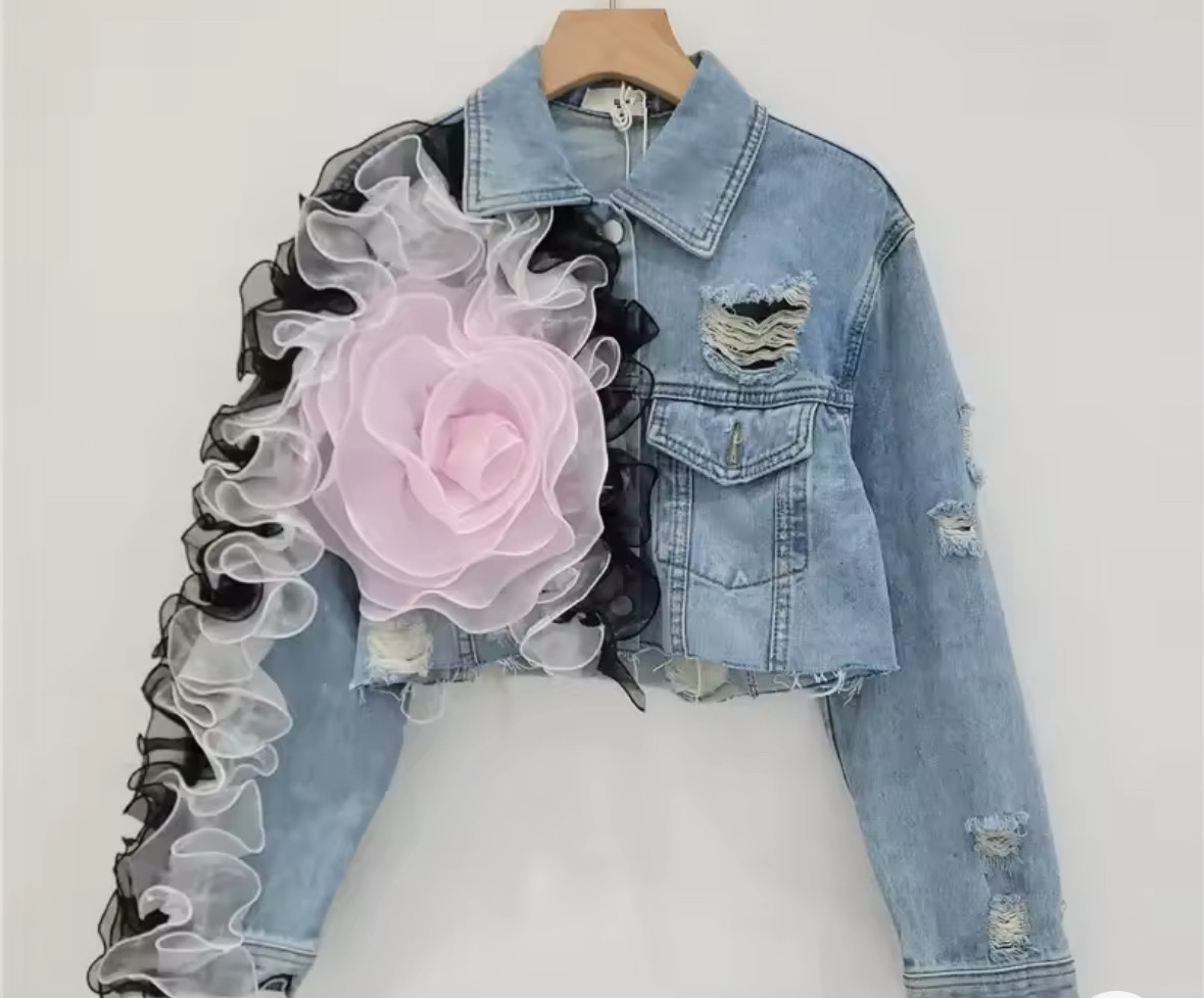 【身に纏うアート】デニムジャケット コート レディース 秋冬 気分が上がる洋服 4色展開