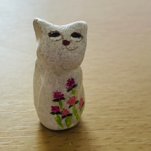 猫陶器色絵花文古玩 骨董置物 インテリア 陶器製 猫の置物 花模様 レトロ 陶器製 花柄が可愛い猫の置物ペア | アンティーク家具と喫茶