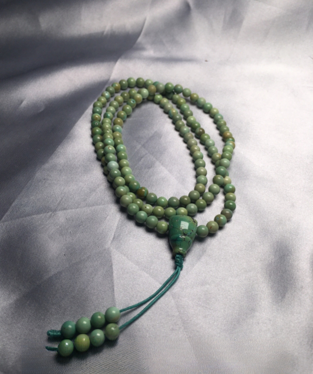 数珠　ターコイズ数珠玉　ネックレス　ブレスレット