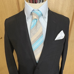 会津木綿ネクタイ　「瓜棒縞」 2枚目の画像