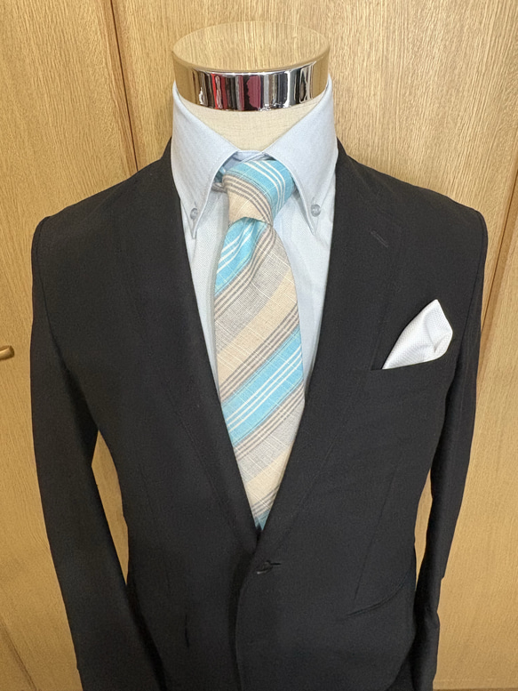 会津木綿ネクタイ　「瓜棒縞」 2枚目の画像