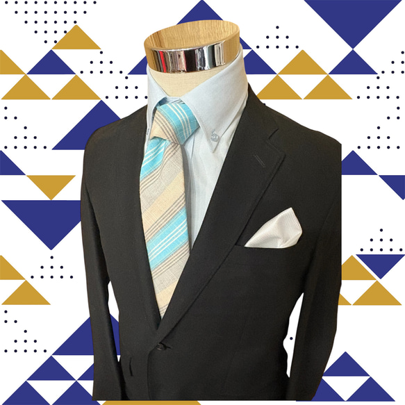 会津木綿ネクタイ　「瓜棒縞」 1枚目の画像