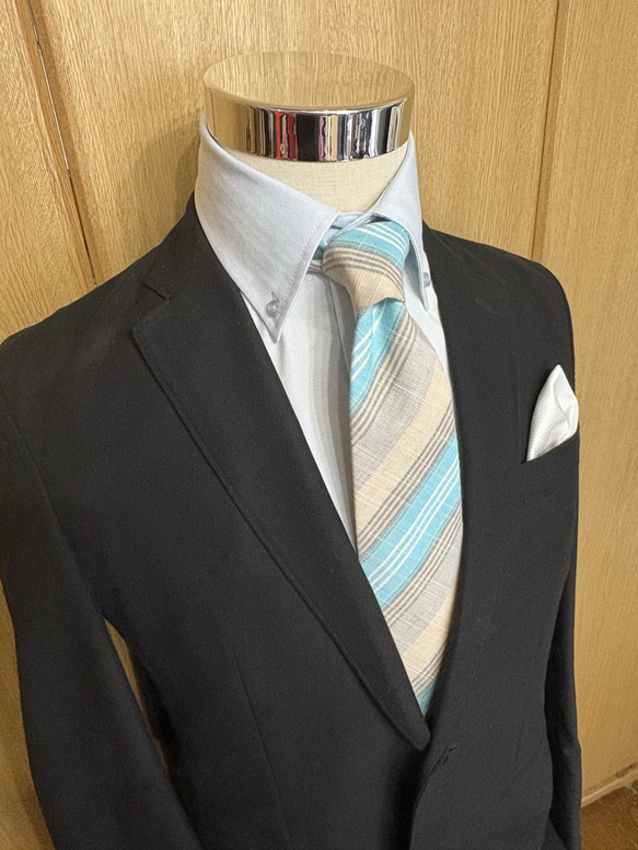 会津木綿ネクタイ　「瓜棒縞」 3枚目の画像