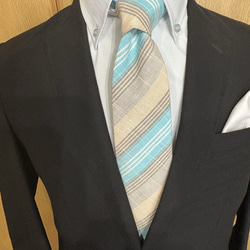 会津木綿ネクタイ　「瓜棒縞」 5枚目の画像