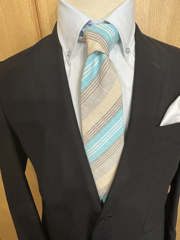 会津木綿ネクタイ　「瓜棒縞」 5枚目の画像