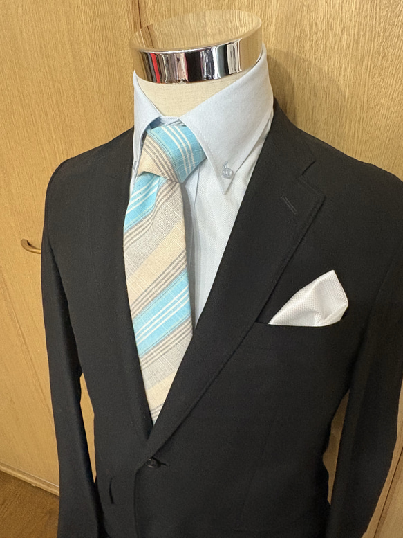 会津木綿ネクタイ　「瓜棒縞」 4枚目の画像