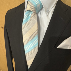 会津木綿ネクタイ　「瓜棒縞」 6枚目の画像