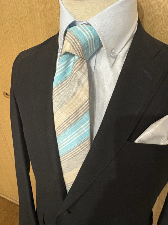 会津木綿ネクタイ　「瓜棒縞」 6枚目の画像