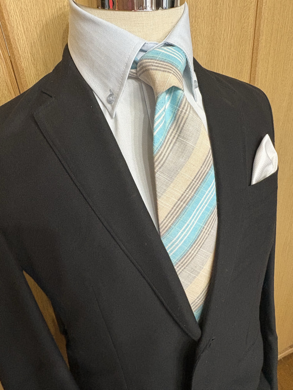 会津木綿ネクタイ　「瓜棒縞」 7枚目の画像