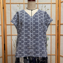 LL 浴衣リメイク 新品反物二種フリル袖ゆったりワンピース LL 浴衣リメイク 新品反物二種 フリル袖ゆったりワンピース