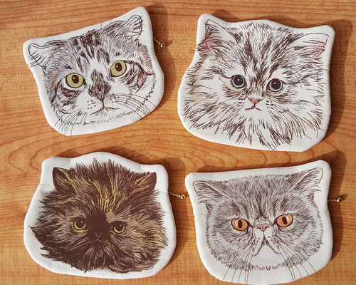 猫のお顔型フラットポーチ Vol.2 エキゾチックショートヘア／ペルシャ