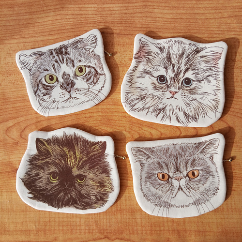 猫のお顔型フラットポーチ Vol.2 エキゾチックショートヘア／ペルシャ