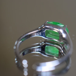 RG10-86 一点物 シルバー ミャンマー産 氷糯種 果緑 本翡翠 ヒスイ 指輪 フリーサイズ 金属アレルギー対応 6枚目の画像