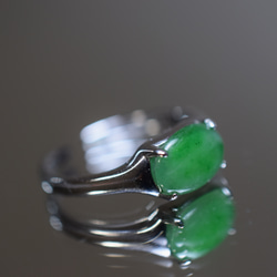 RG10-86 一点物 シルバー ミャンマー産 氷糯種 果緑 本翡翠 ヒスイ 指輪 フリーサイズ 金属アレルギー対応 5枚目の画像