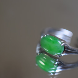 RG10-86 一点物 シルバー ミャンマー産 氷糯種 果緑 本翡翠 ヒスイ 指輪 フリーサイズ 金属アレルギー対応 4枚目の画像