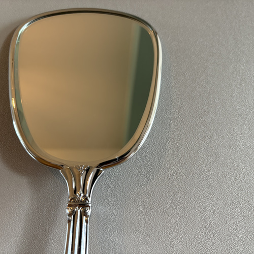 国産の古い華が描かれた手鏡 ハンドミラー 手鏡 ヴィンテージ