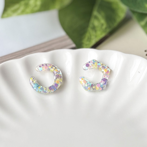 No.1199-A ツートンカラー☆ピアス・イヤリング(ブルー/ネイビー