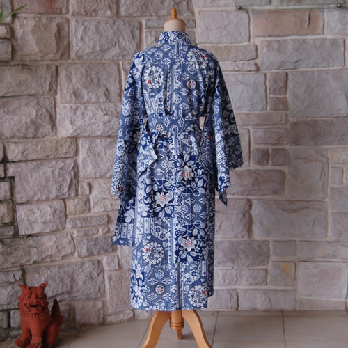 レトロクラシカル 英国貴族好みのシノワズリ柄 着物スリーブワンピース