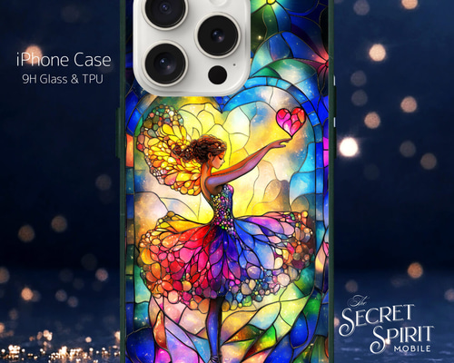 バレリーナ ステンドグラス風 スマホケース 】 全機種対応 強化ガラス