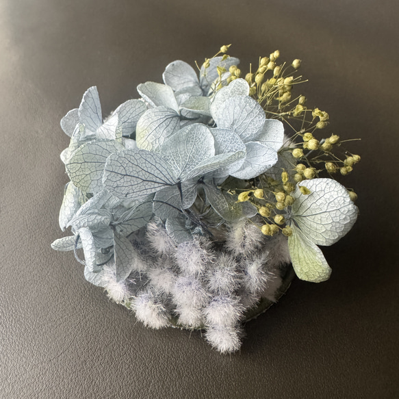FABIANA FILIPPI シルバー フラワー コサージュ プリザーブドフラワー 紫陽花 千日紅 かすみ草 フローラル コサージュ