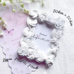 白 ホイップデコ 硬質トレカケース チェキ 薔薇 花 ウェディング風