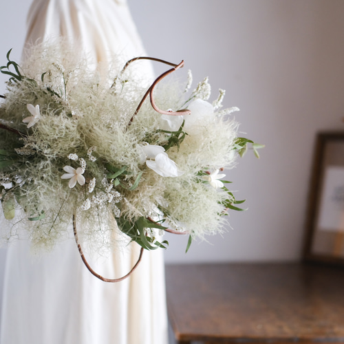 優しい雲】 スモークツリーの壁掛けアレンジ＊ドライフラワー リース