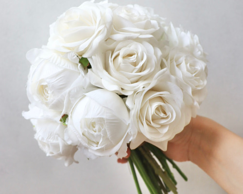 Sale】ローズラウンドブーケ｜ローズ ホワイトブーケ 造花 ブーケ