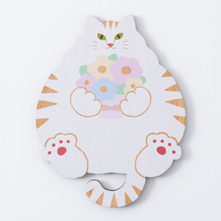 猫雑貨・ねこまみれ｜木製コースター/プレート【 腹見せ】 コースター