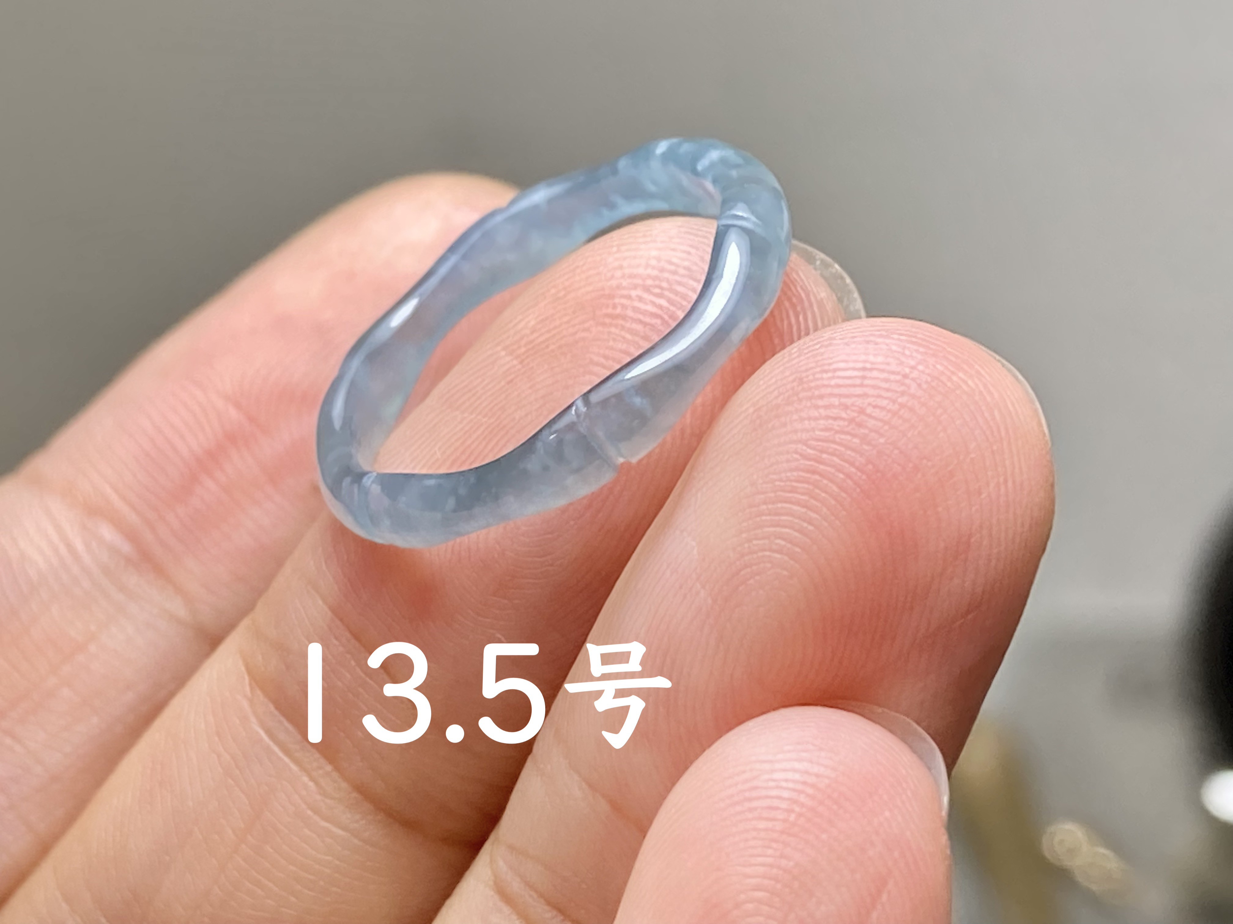 L13-106高氷種竹節リング水色14.5号グアテマラ産 A貨 本翡翠 くりぬき L13-106 高氷種 竹節 リング 水色 14.5号 グアテマラ産 A貨 本