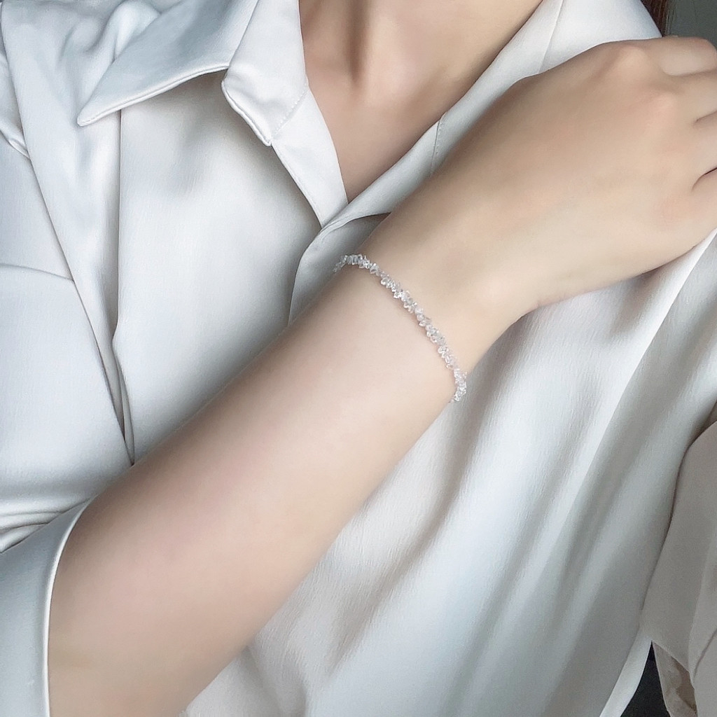 高品質ハーキマーダイヤモンドの一連ブレスレット《 Luce Crystal 》