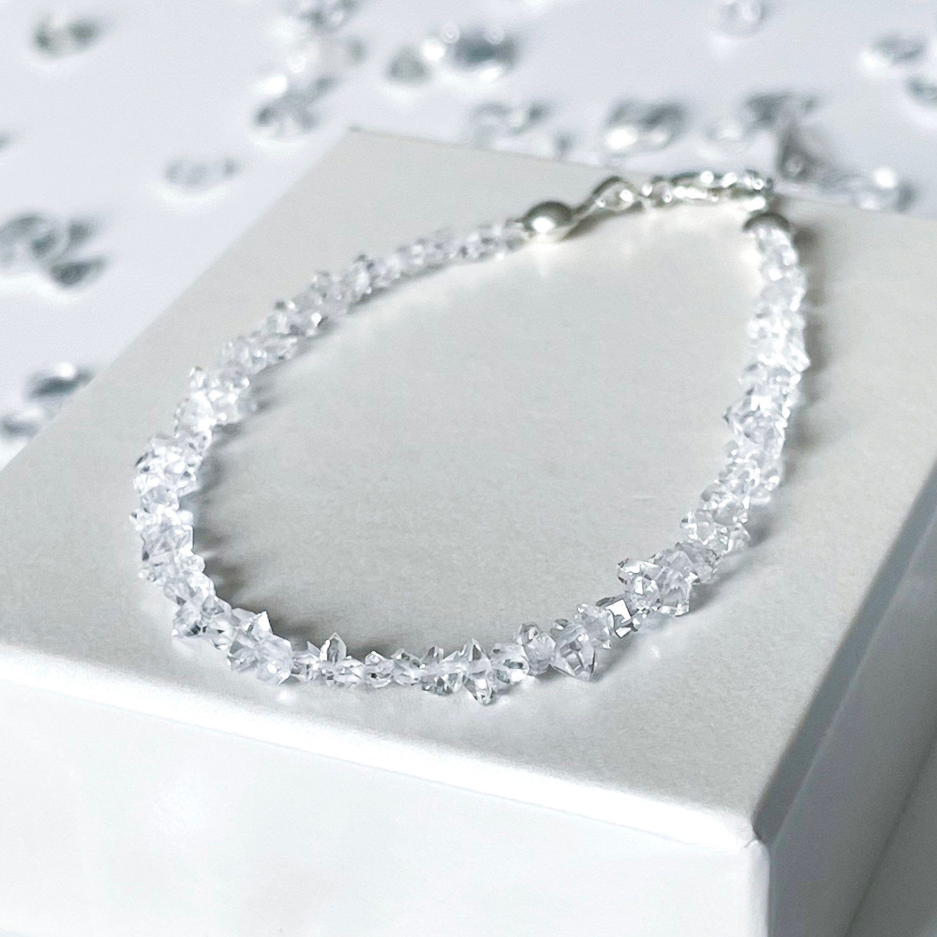 高品質ハーキマーダイヤモンドの一連ブレスレット《 Luce Crystal 》