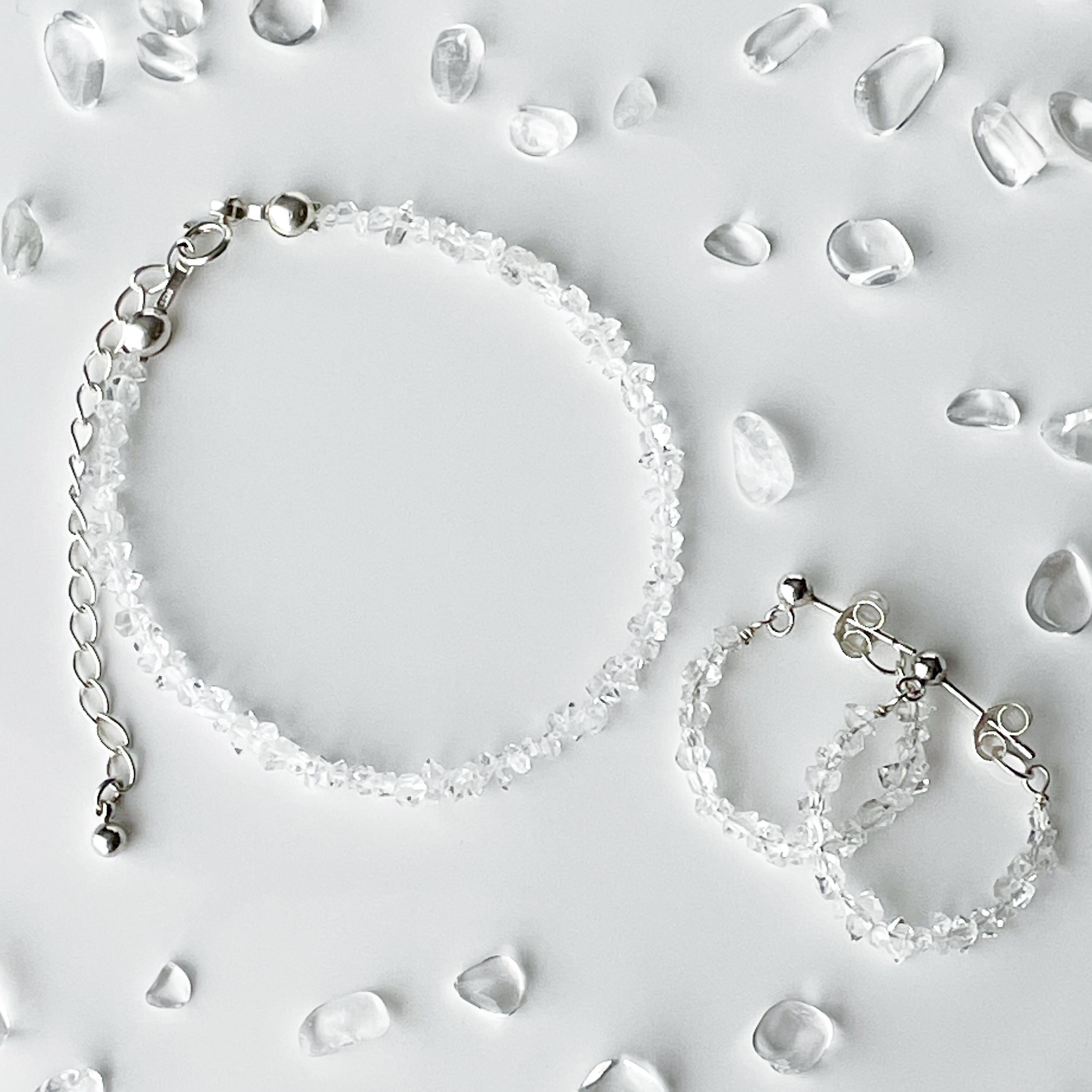 高品質ハーキマーダイヤモンドの一連ブレスレット《 Luce Crystal 》