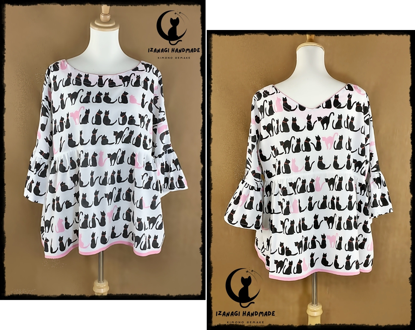 「猫たちと過ごす癒しの時」アンサンブルセットアップ  ハイブリッド IZANAGI HEARTMADE 唯一無二